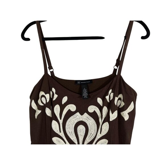 INC Dress L Brown Tank Floral Boho Midi Y2K Festival 80s Indie Festival Classic - Picture 10 of 15